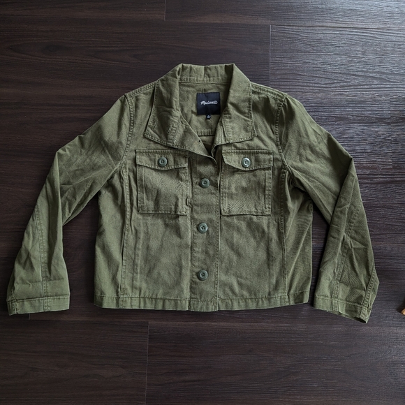 Madewell Olive Green Collared Light Jacket - Picture 4 of 8